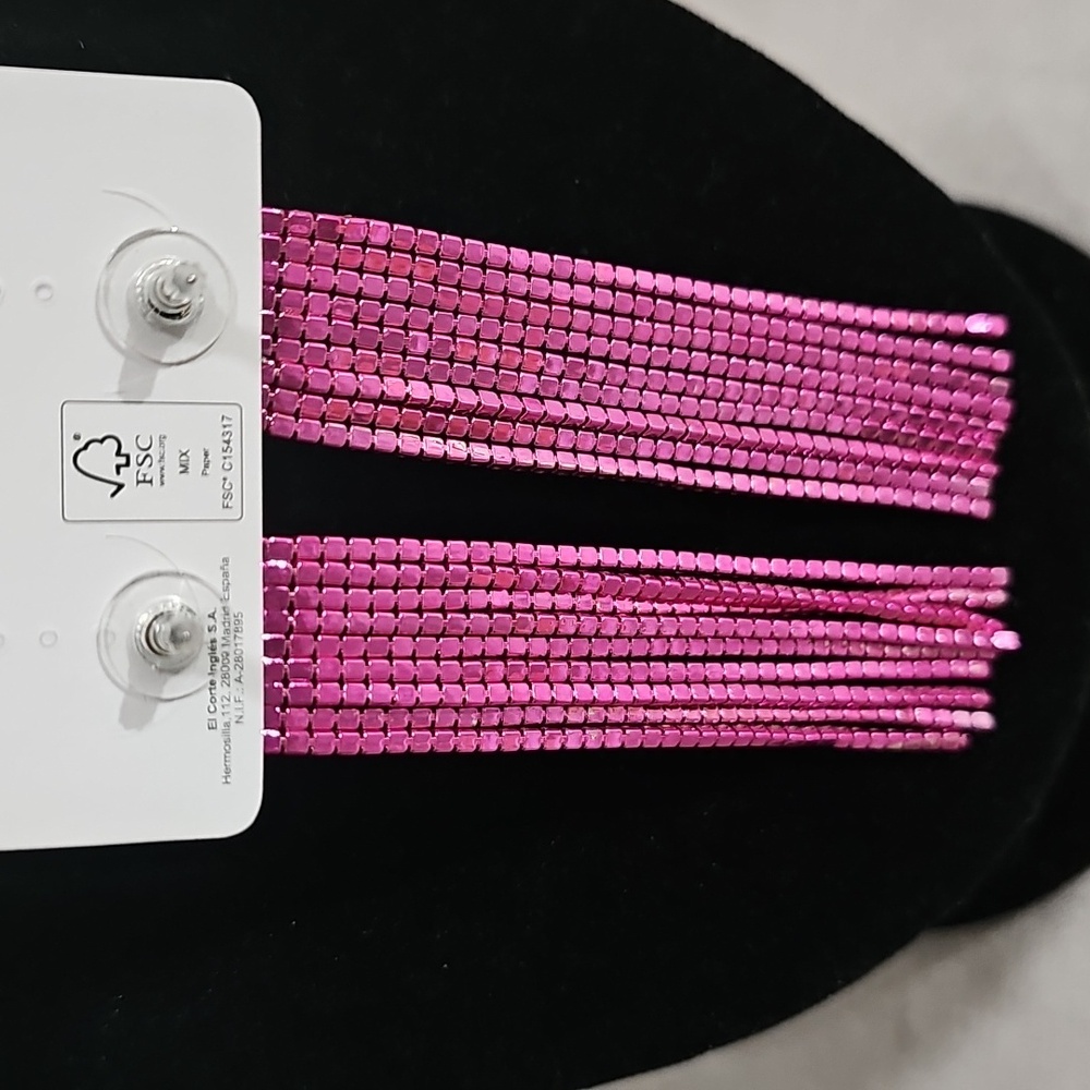 Elegant Pink Sparkle Dangle Earrings Elegant Wear Special Ocassion Luxury - Picture 4 of 6